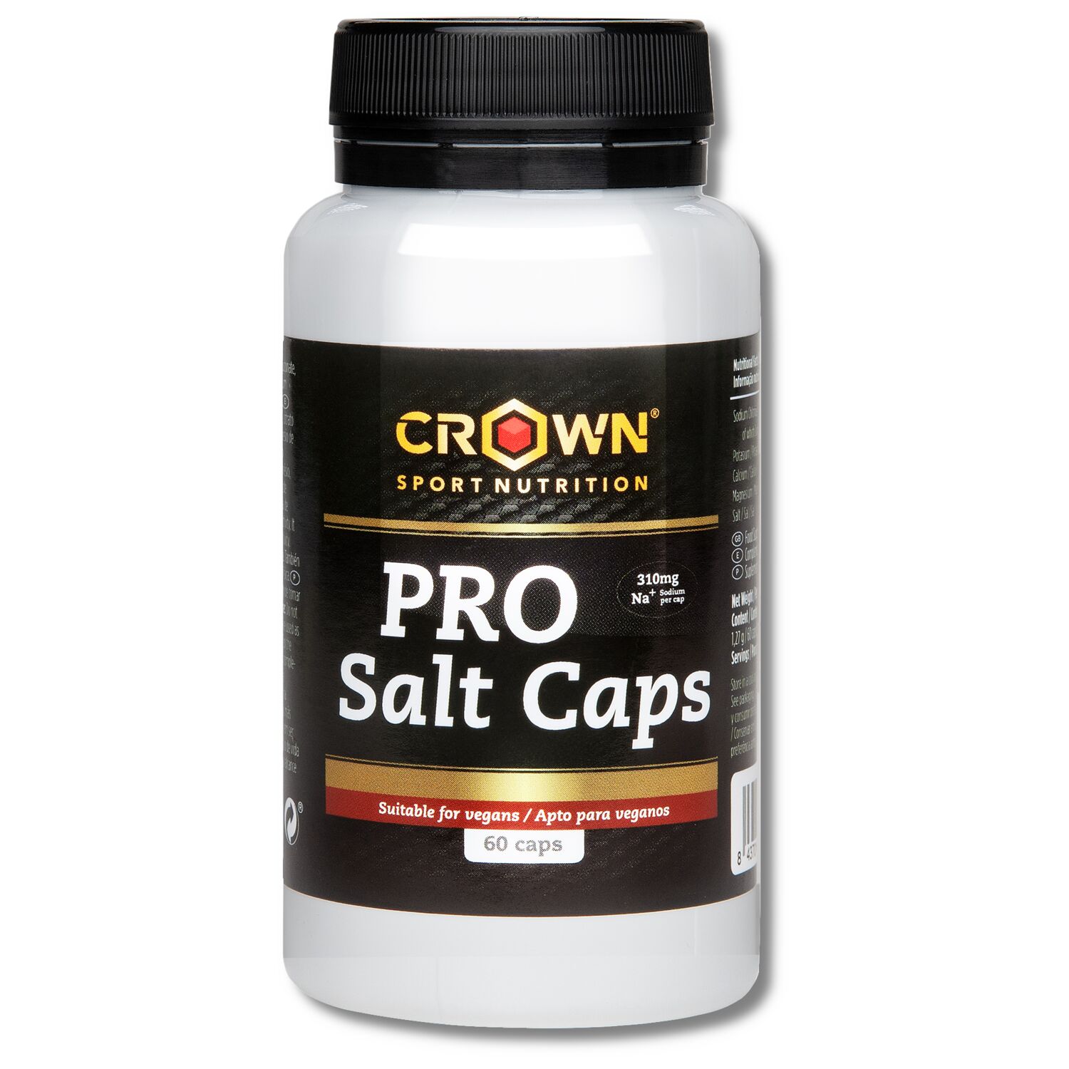 Crown Sport Nutrition PRO Salt Caps, Cápsulas con 310 mg de sodio y otros minerales, Con certificado Informed Sport, 60 caps