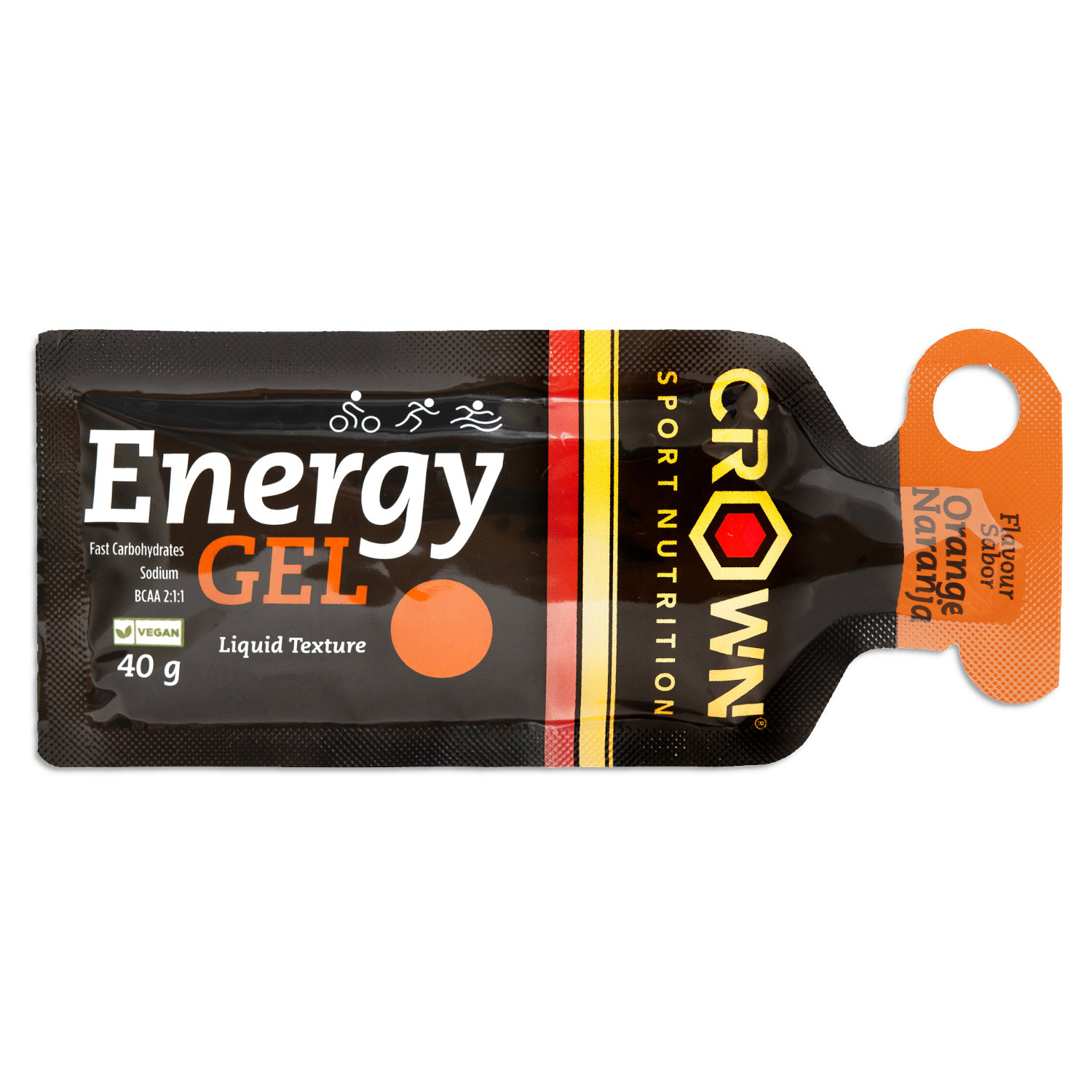 Crown Sport Nutrition Energy Gel, Gel energético con sodio y aminoácidos, Sabor Naranja, 1 x 40 g