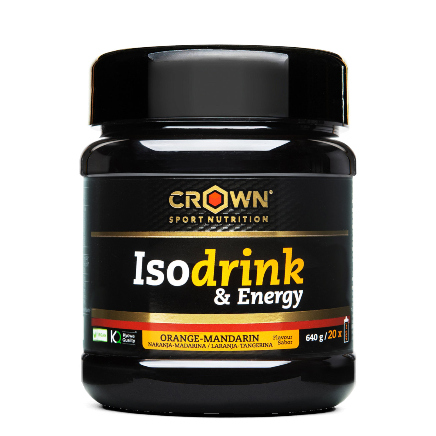 Crown Sport Nutrition Isodrink & Energy, Bebida energética isotónica con sodio y aminoácidos, Con certificado Informed Sport, Sabor Naranja/mandarina, 640 g (20 porciones)