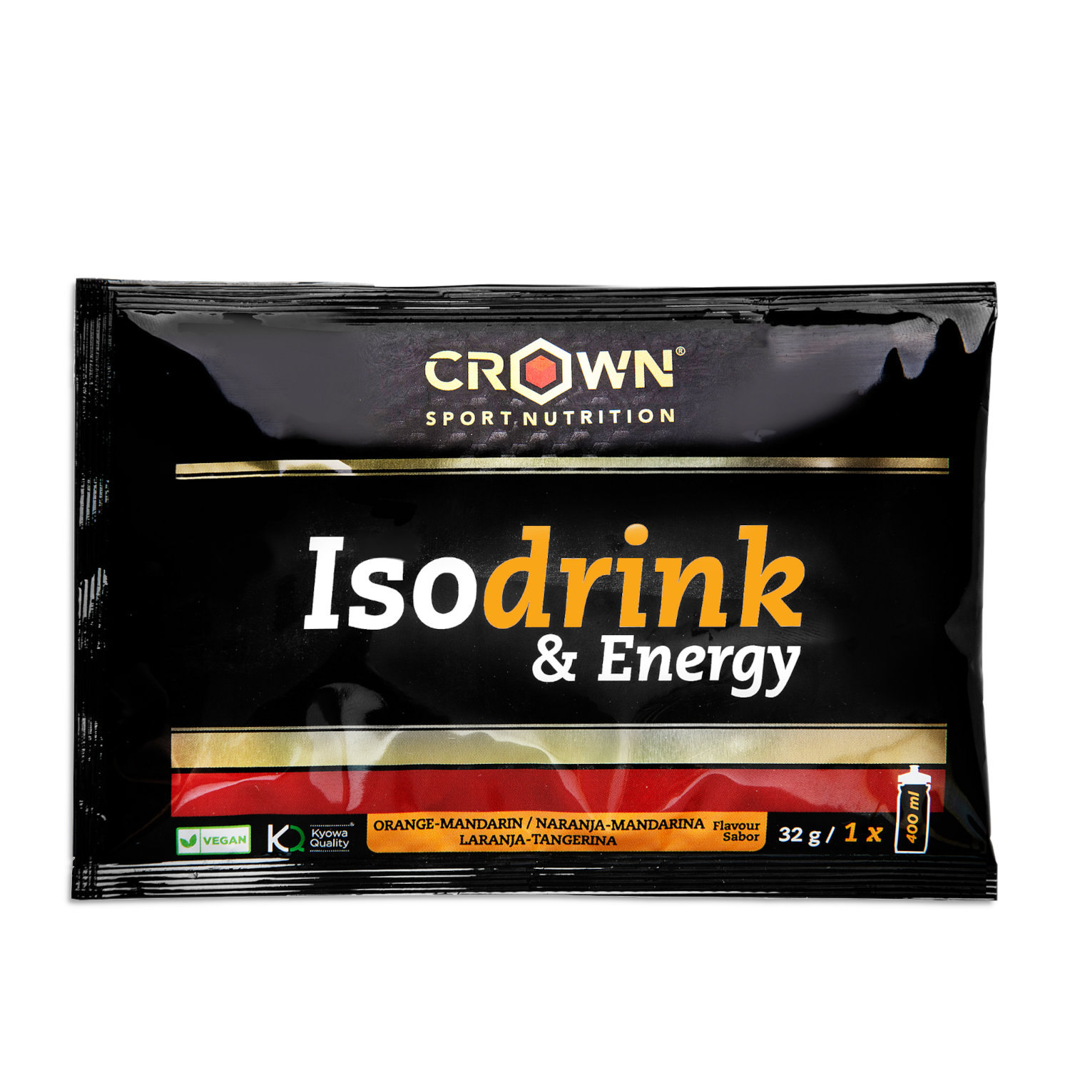 Crown Sport Nutrition Isodrink & Energy, Bebida energética isotónica con sodio y aminoácidos, Con certificado Informed Sport, Sabor Naranja/mandarina, 1 x 32 g