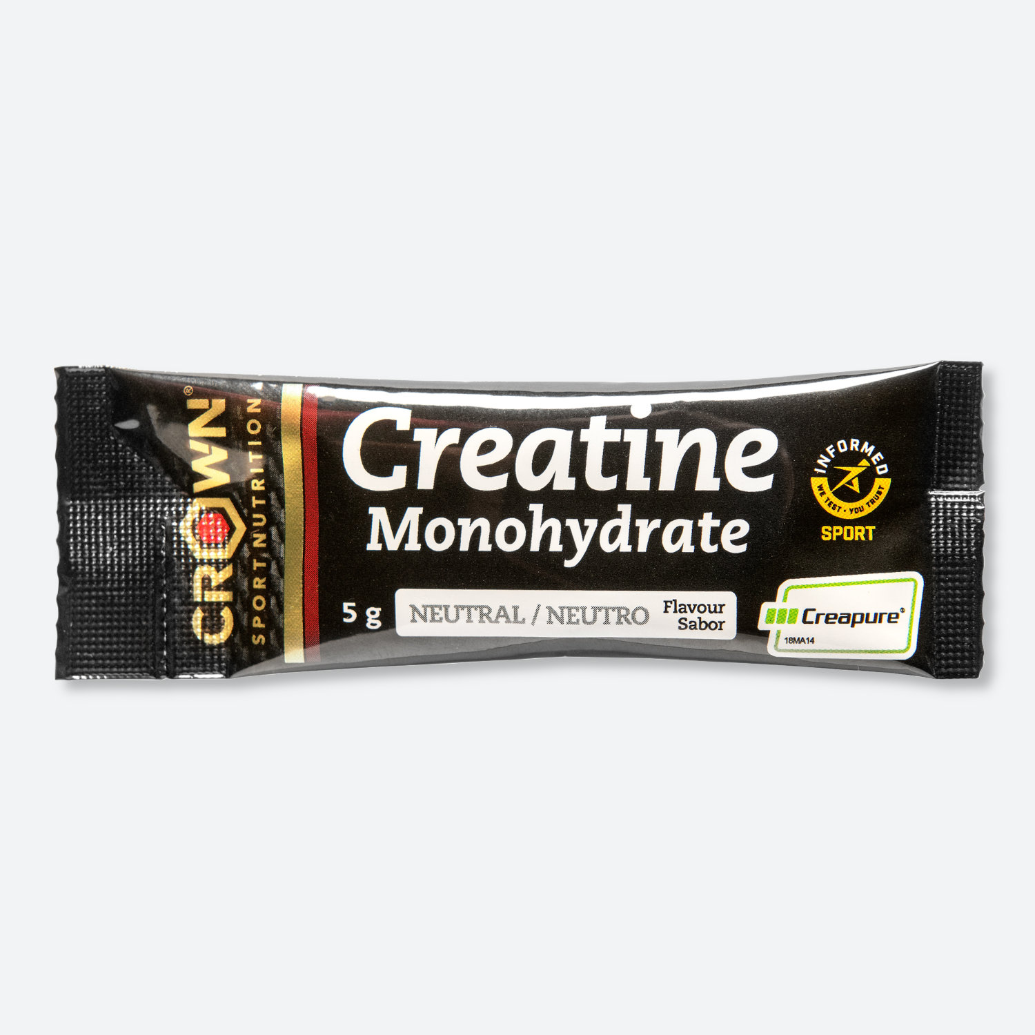 Crown Sport Nutrition Creatine Monohydrate Creapure, Pura creatina monohidrato de calidad Creapure, Con certificado Informed Sport, 1 x 5 g