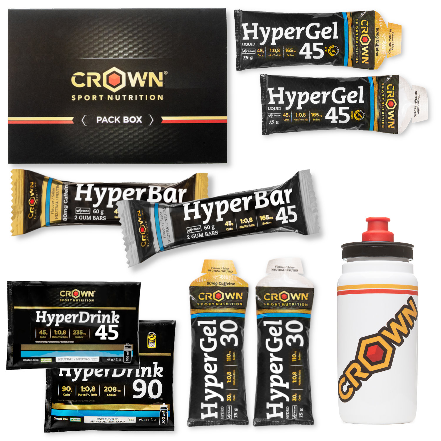 Crown Sport Nutrition Pack Hyper Energy Tester con Bottle PRO Fly 550 ml