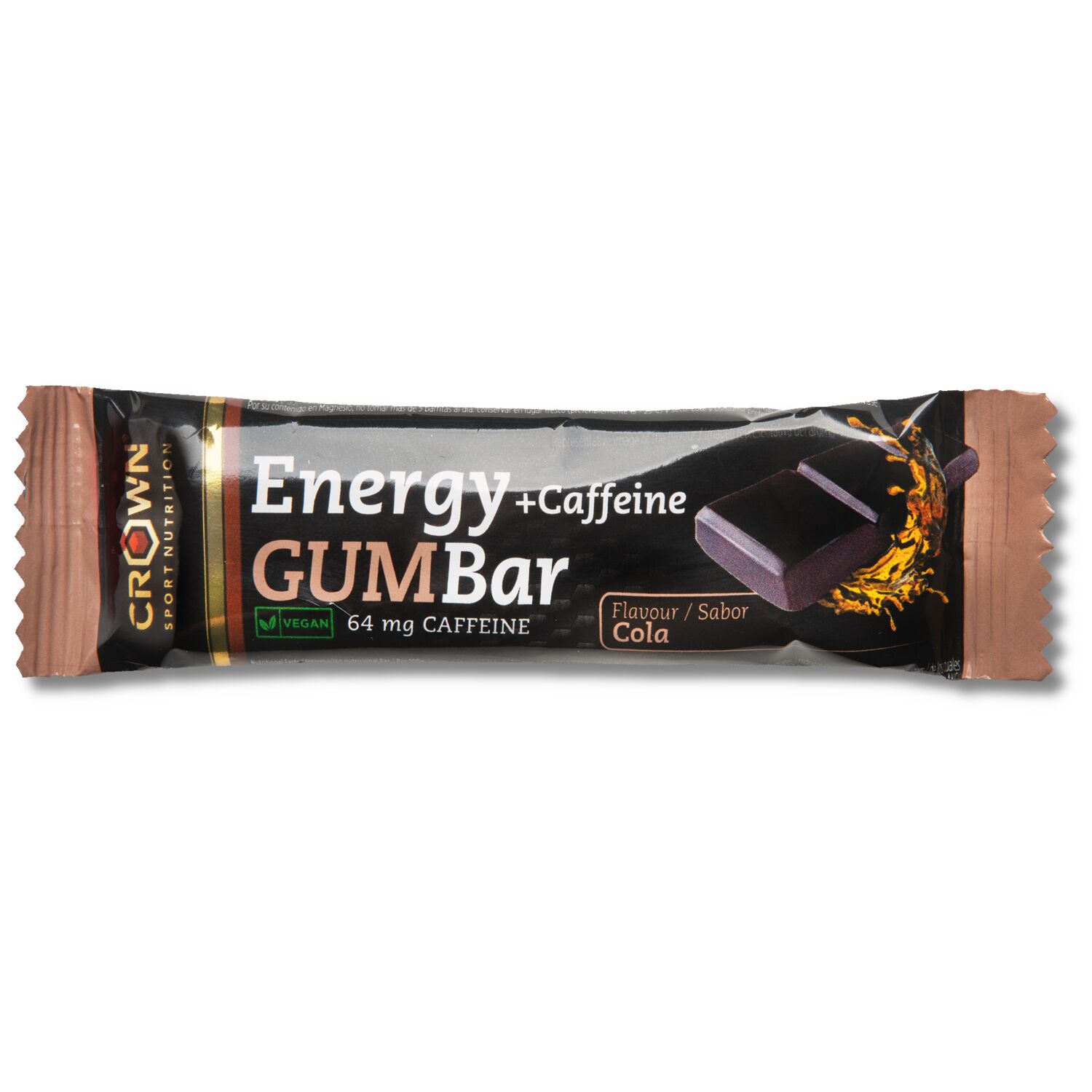 Crown Sport Nutrition Energy GUM Bar, Barrita energética de gominola con sodio y aminoácidos, Sabor Cola con cafeína, 1 x 30 g
