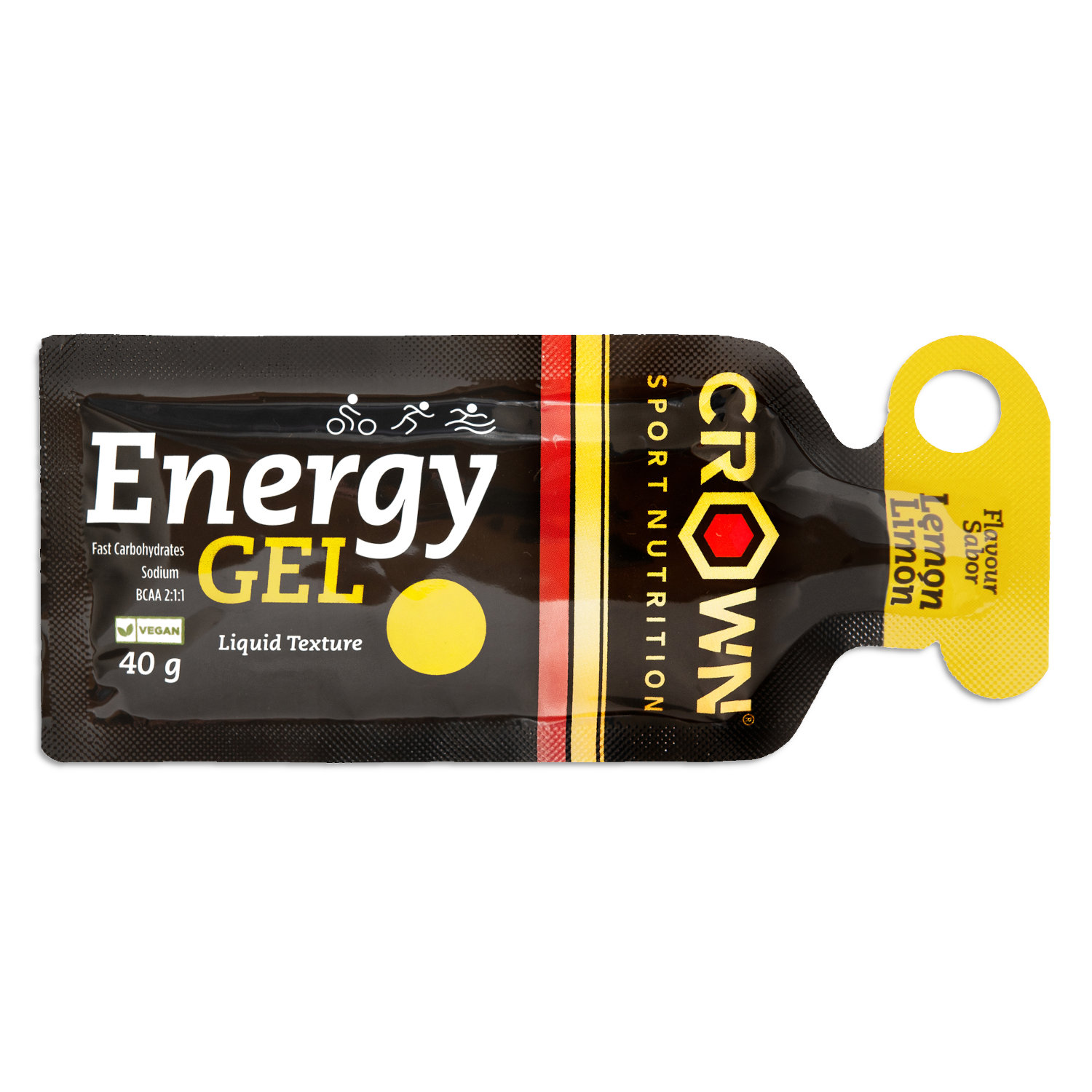 Crown Sport Nutrition Energy Gel, Gel energético con sodio y aminoácidos, Sabor Limón, 12 x 40 g - Imagen 2