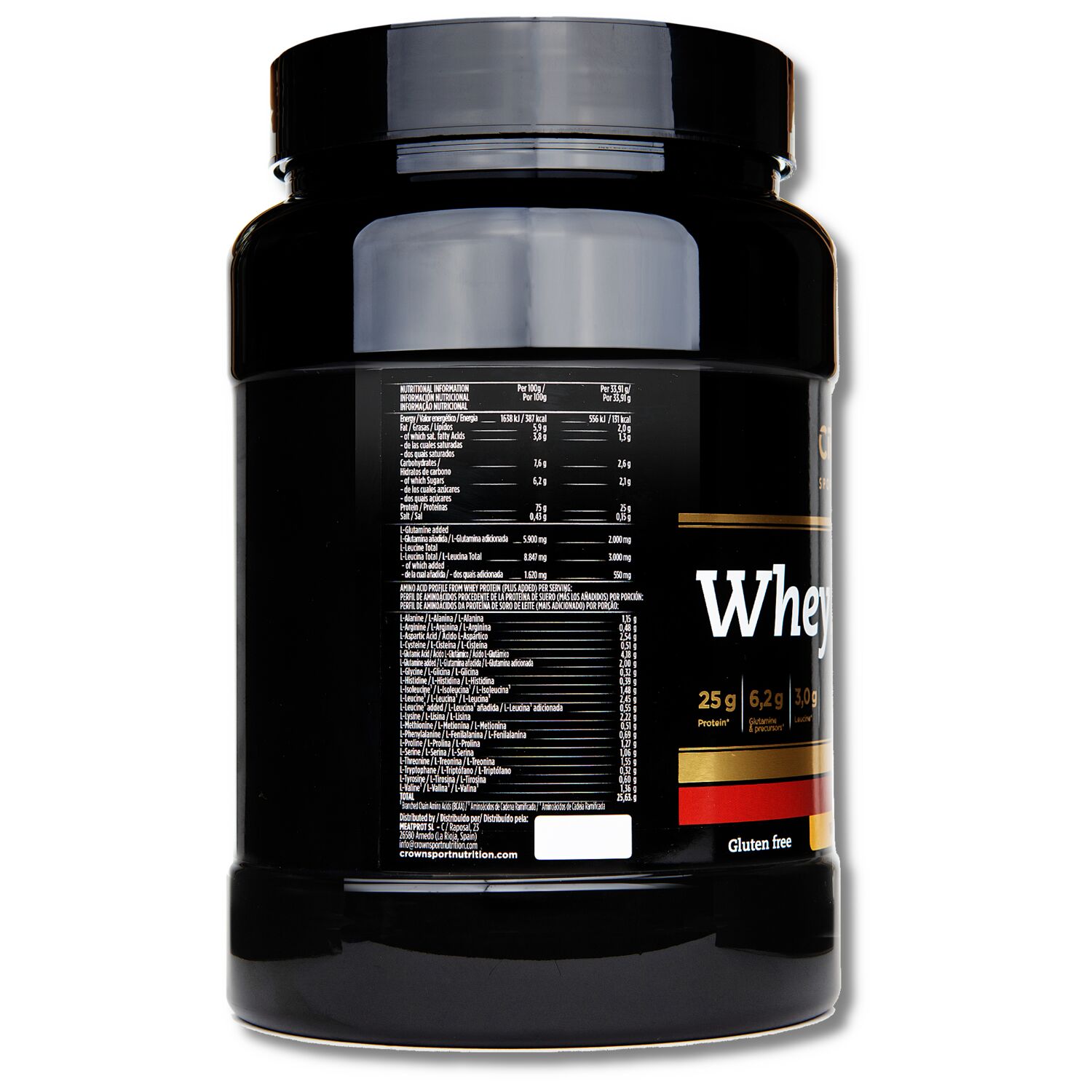 Crown Sport Nutrition Whey PROtein+, Proteína de whey con un extra de leucina y glutamina, Sabor Wafer Cookies, 848 g (25 porciones) - Imagen 2