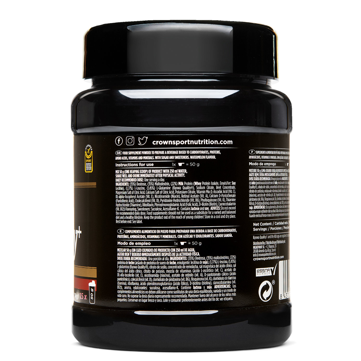 Crown Sport Nutrition 3:1 Recovery+, Recuperador muscular para deportes de resistencia, Con certificado Informed Sport, Sabor Vainilla, 750 g (15 porciones) - Imagen 2