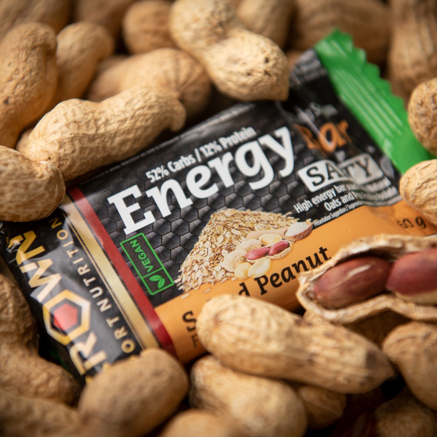 Crown Sport Nutrition Energy Vegan Bar, Barrita energética de avena con sodio, Cacahuete Salado, 12 x 60 g - Imagen 2