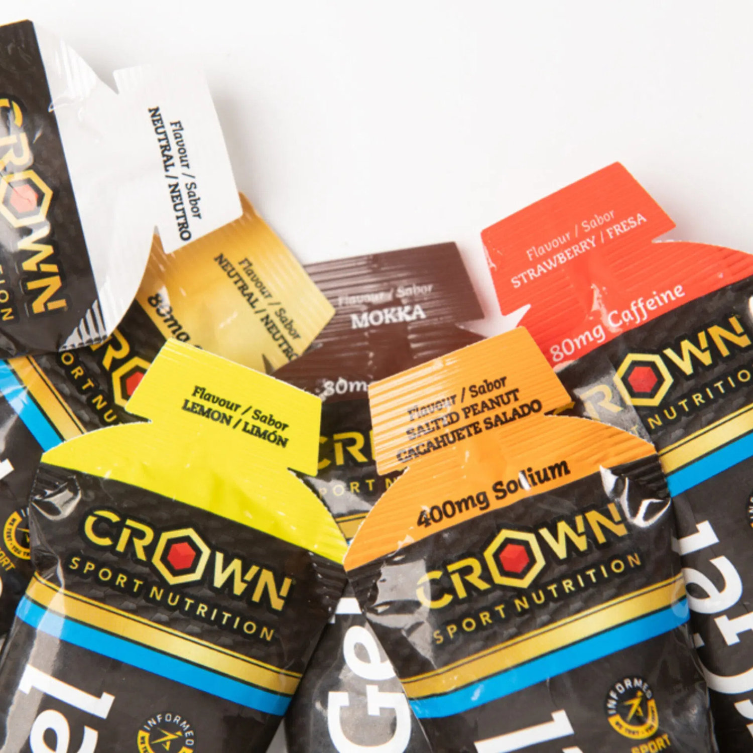 Crown Sport Nutrition HyperGel 45 + Caffeine, Gel energético líquido con 45 g de carbohidratos 1:0,8 y sodio, Con certificado Informed Sport, Sabor Fresa con cafeína , 10 x 75 g - Imagen 4