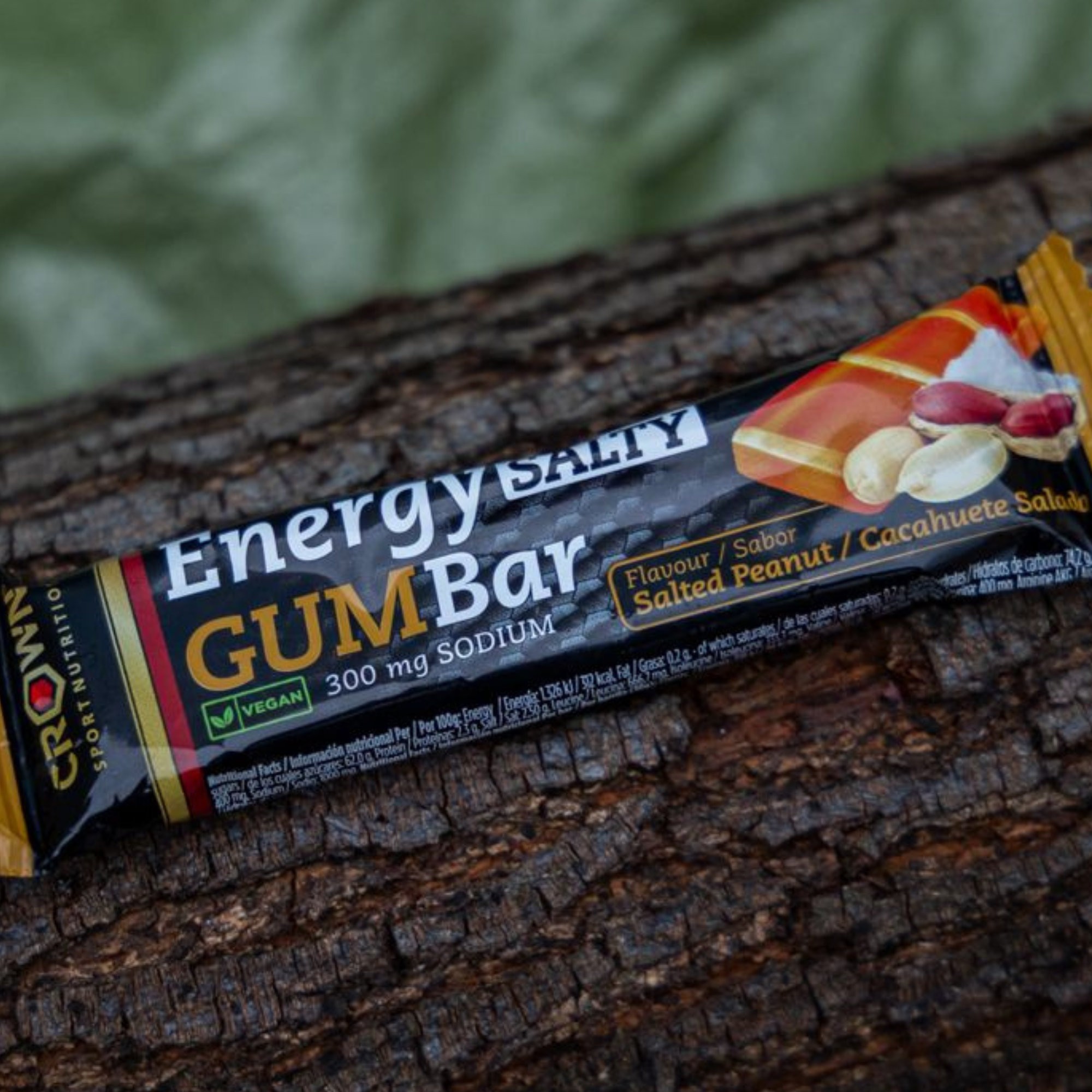 Crown Sport Nutrition Energy GUM Bar, Barrita energética de gominola con sodio y aminoácidos, Sabor Cacahuete salado, 1 x 30 g - Imagen 4
